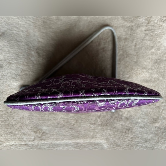 Coach Lurex Small Signature Wristlet Purple and Silver Metallic - Picture 6 of 6